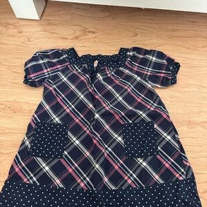 Cherokee Navy and Pink Plaid Dress